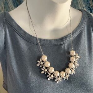 Ann Taylor Faux Pearl and Rhinestone Necklace